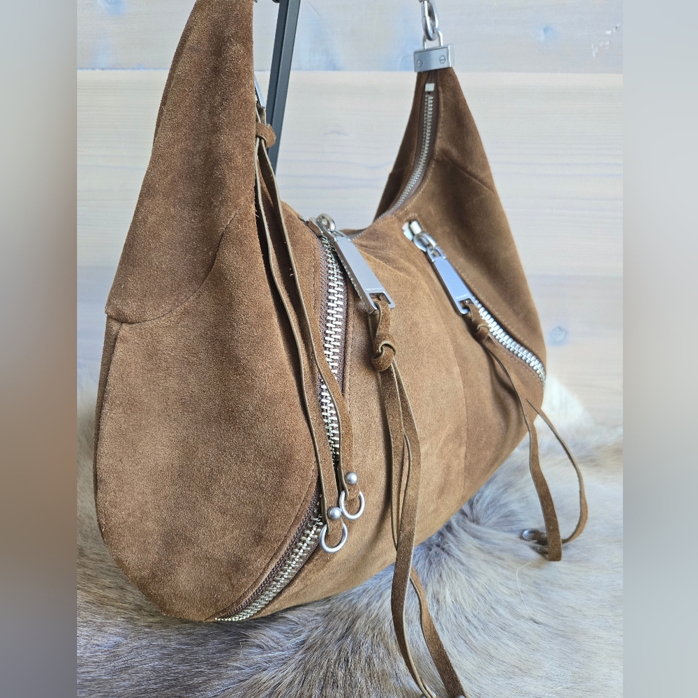 Rebecca Minkoff M.A.B. Suede Croissant Hobo Crescent Bag NWOT + Hardware Repair - Picture 4 of 16